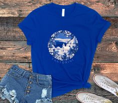 Blue T Shirt Women, Greece Blue, Pretty Top, Cool Summer, Blue T Shirt, Blue T, T Shirt Women, Top Gifts