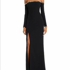 Embellished Off-The-Shoulder Gown Black New With Tags* Embellished Off-shoulder Evening Dress, Off-shoulder Embellished Formal Gown, Embellished Off-shoulder Gown For Formal Occasions, Formal Embellished Off-shoulder Gown, Formal Off-shoulder Embellished Gown, Off-shoulder Embellished Evening Gown, Embellished Off-shoulder Evening Gown, Sparkly Club Dress, Ivory Sweater Dress