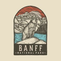 the logo for banff national park, with an image of a bear on top of a