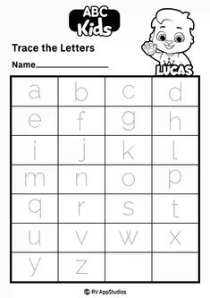 trace the letters worksheet for kids to practice their handwriting and writing skills with