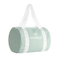 Our adorably sized Honest Duffel Bag lets you (or your mini!) stash + carry your Honest essentials to go in a sporty style! Large Capacity Sporty Travel Accessories For Everyday Use, Sporty Large Capacity Travel Accessories For Everyday Use, Sporty Travel Accessories With Large Capacity For Everyday Use, Green Sporty Bag For Daily Use, Trendy Green Sports Bags, Green Casual Gym Bag, Sporty Green Bag For Daily Use, Casual White Duffle Bag For Gym, Casual Green Gym Bag