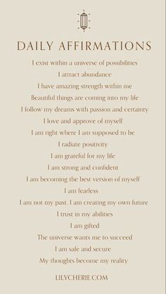 an affirmation poem written in gold and white