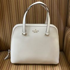 Classic Style Kate Spade Pebble Emboss, Parchment Colored Hand Bag. Interior Pockets, Extra Strap. Nwt Kate Spade White Bag With Top Carry Handle, White Kate Spade Bag With Top Carry Handle, Designer Kate Spade White Bag, Luxury Cream Kate Spade Bag, Designer White Kate Spade Bag, Kate Spade Cream Bag With Detachable Handle, Kate Spade Cream Bag For Formal Occasions, White Kate Spade Formal Bags, Formal Cream Kate Spade Bag