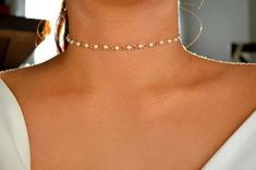 Chain is adjustable.Adjustable from 12.0 inches to 16.0 inches Dainty Adjustable Choker With Pearl Drop, Dainty Adjustable Pearl Drop Choker, Dainty Adjustable Wedding Choker, Dainty Adjustable Pearl Chain Choker, Dainty Pearl Choker With Pearl Chain, Dainty Pearl Chain Choker, Dainty Wedding Choker With Adjustable Chain, Dainty Pearl Choker Necklace For Party, Pearl Choker Wedding