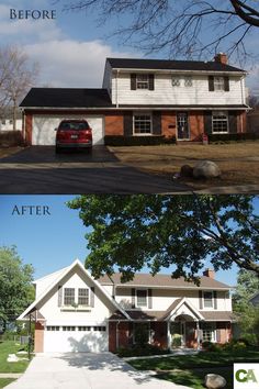 before and after photos of a house