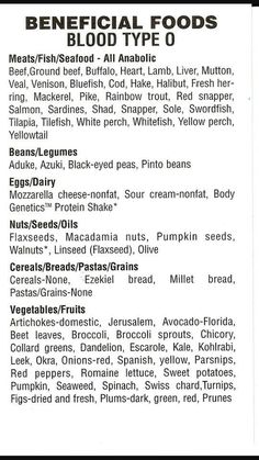 Blood Type Diet, Blood Groups, Diet Chart