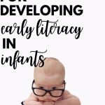 a baby wearing glasses with the words, your developing early library in infant's infants