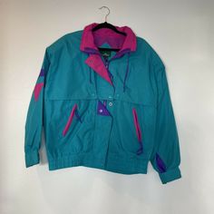 Cabin Creek Blue Pink Vaporwave Insulated Ski Jacket Coat Size M 90s Vintage. CL 1 Pink Vaporwave, Cool Windbreakers, 80's Fashion, 90s Vintage, 80s Fashion, Ski Jacket, Jacket Coat, Nike Jacket, Skiing