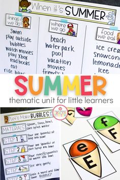 summer themed activities and printables for the classroom