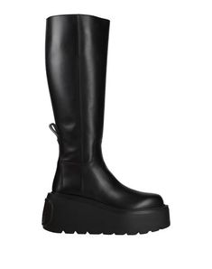 Leather Brand logo Solid color Leather lining Zipper closure Round toeline Wedge heel Rubber sole Contains non-textile parts of animal origin Yoox Boots, Womens Knee Boots, Knee Boots Black, Black 7, Boots Black, Valentino Garavani, Wedge Heels, Rubber Rain Boots, Riding Boots