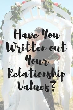 a couple kissing under an arch with the words have you written out your relationship value?