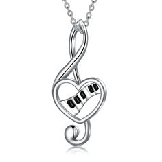 PRICES MAY VARY. ❤Design Concept❤:“Music heals the heart.” This music note necklace is specially designed for women who love music. The necklace uses high-pitched musical note symbols as the whole and is embellished with piano keys, as if it can make people feel the beautiful music played by the piano. ❤Material❤: This music note piano necklace is made of sterling silver, which is rust-proof, nickel-free, lead-free, cadmium-free and hypoallergenic. It will not fade or change color during wearing Silver Heart-shaped Music-themed Jewelry, Music-themed Silver Heart Jewelry, Piano Necklace, Note Symbols, Piano Jewelry, Music Ring, Treble Clef Necklace, Music Rings, Music Note Necklace