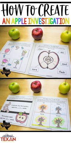 an apple is sitting on top of a table next to two apples and the words how to create an apple infestation