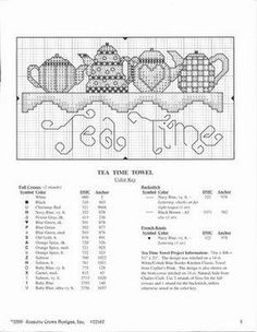 a cross stitch pattern for tea time towel