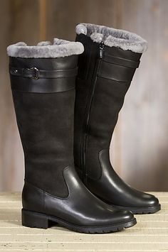 These fashion boots are all about waterproof protection, winter defense, and… Service Outfits, Leather Boots For Women, Waterproof Leather Boots, Warm Winter Boots, Street Style Fall Outfits, Classy Shoes, Shearling Boots, Fancy Shoes, Sheepskin Boots