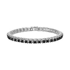 Shop Women's Sterling Silver 3-ct. T.W. Black Diamond Tennis Bracelet - (Sale Savings) Black Diamond Tennis Bracelet For Formal Occasions, Classic Tennis Bracelet With Black Diamonds, Formal Black Tennis Bracelet With Black Diamonds, Silver Tennis Bracelet With Black Diamonds, Silver Tennis Bracelet With Diamond-cut Cubic Zirconia, Antique Stone, Jewelry Clasps, Black Bracelets, Strand Bracelet