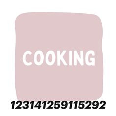 the words cooking are written in white on a pink background