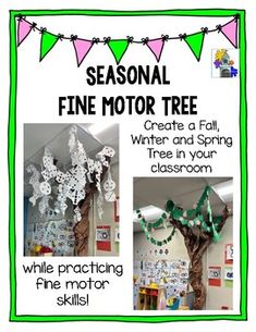 an advertisement for a fine motor tree with pictures of trees and decorations on the branches