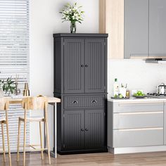 Spacious Wooden Freestanding Kitchen Storage Pantry Closet Cabinet - Merchandise Plug Freestanding Kitchen Storage, Kitchen Larder Cupboard, Pantry Cabinet Free Standing, Free Standing Kitchen Pantry, Kitchen Pantry Cupboard, Organiser Cucina, Traditional Kitchen Cabinets, Freestanding Storage Cabinet, Kitchen Storage Space