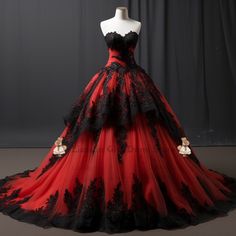 Goth Ball Gown Wedding Dress, Red Ruby Diamonds Wedding Dress Scary, Black Red Bridal Dresses, Maroon Brides Wedding Dress, Red Plus Size Wedding Dresses, Red Wedding Dresses Sposadresses, Vampire Bride Dresses, Vampire Wedding Dress Princess, Black Anf Red Wedding Dress