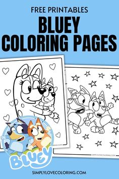 bluey coloring pages with free printables for kids to color on the page