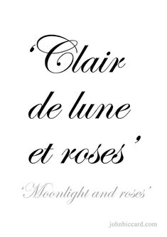 the words in french are written on white paper with black ink, which reads clair de lu