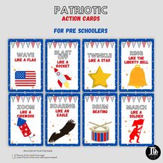 patriotic action cards for pre - schoolers