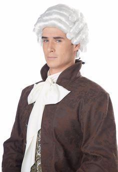 Colonial Man Judge Historical Man Costume Wig Colonial Wigs, Man Wig, Colonial Costume, Funny Wigs, Female Costume, White Wig, Wig Care, California Costumes, Mens Wigs