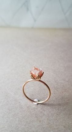 Peach Moonstone and Yellow Gold Ring Lotus Flower Ring in 14K | Etsy Gem Engagement Ring, Unique Opal Ring, Engagement Ring Raw, Gem Engagement Rings, Lotus Flower Ring, Lotus Ring, Lotus Flower Design, Unique Opal, Lotus Design