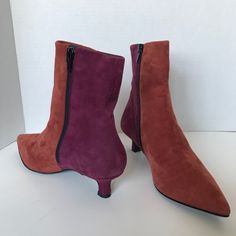 Gabriella Sheep Skin Suede Ankle Boots Brand New, Never Wore! Org Price $330! * Leather Upper * Leather Lining * Suede * Color: Two Tone, Brick , Burgundy * Size: Eu36/ Us6 * Side Zipper Closure * Pointed Toe * Synthetic Sole * Heel Measures Approx 1.75” All Sales Are Final Boots, Ankle Boots, Shoes Fall Purple Leather Heeled Boots, Burgundy Suede Ankle Boots, Purple Ankle Boots, Fitted Purple Ankle-high Boots, Purple Leather Ankle-high Boots, Square Toe Ankle Boots, Fuzzy Boots, Leopard Boots, Brown Leather Ankle Boots