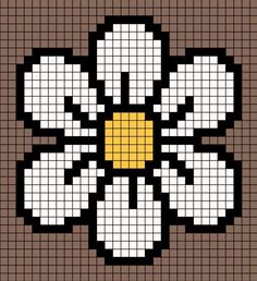 a cross stitch pattern with a flower in the center on a brown background that is made up of squares