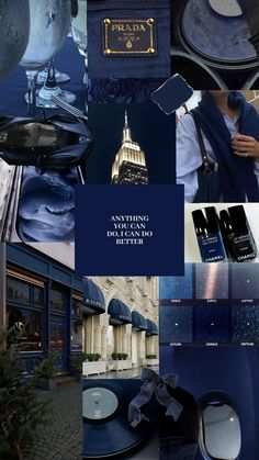 a collage of blue and white images with the words nothing is perfect