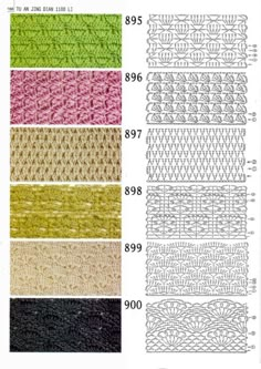 crochet patterns with different colors and sizes, including one for each stitcher