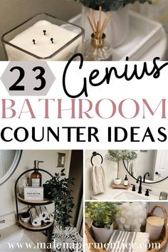 bathroom countertop ideas Bathroom Countertop Ideas, Bathroom Counter Ideas, Bathroom Counter Storage, Bathroom Tray Decor, Rustic Bathroom Accessories, Bathroom Countertop Storage, Counter Decor Ideas, Bathroom Counter Decor Ideas, Counter Ideas