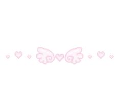 pink hearts and wings are arranged in the shape of an outline on a white background