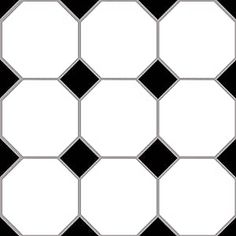 a black and white checkered tile pattern with squares in the shape of hexagonals