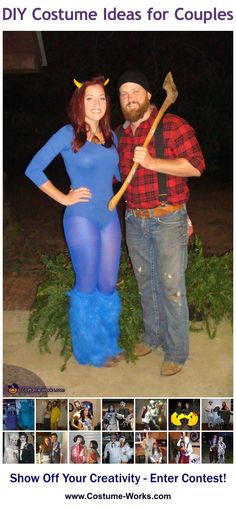 a man and woman dressed up in costumes