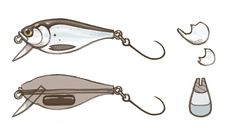 three different types of fishing lures on a white background