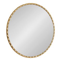 a round mirror with gold rope around the edges and a white background, it is shown