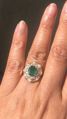 Rare Beautiful Natural 1.2 Carat Emerald Diamond Ring Gold | Etsy Emerald Ring Unique, Gold Plated Jewelry Indian, Tsavorite Ring, Gold Emerald Ring, Diamond Ring Gold, Art Deco Emerald Ring, Conch Pearl, Emerald Ring Gold, Emerald Diamond Ring