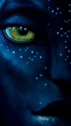 a close up of a person's face with stars on their skin and eyes