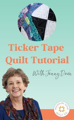 Learn How to Make Ticker Tape Quilt Tutorial! Jenny Doan demonstrates how to make a fabulous new quilt with skinny, pieced strips that look like old-fashioned ticker tape Ticker Tape Quilt, Jenny Doan Tutorials, Constellation Quilt, Missouri Quilt Tutorials, Missouri Quilt Company, Airplane Quilt, Jelly Roll Projects, Missouri Star Quilt Company Tutorials, Missouri Star Quilt Tutorials