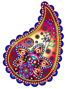 a colorful paisley design with lots of beads and flowers on the bottom half of it