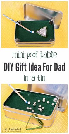 an old tin can has been transformed into a diy gift idea for dad in a tin