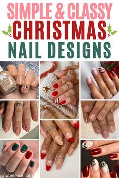 Diy Christmas Nail Art Easy, Simple Nail Ideas Christmas, Christmas Nails With Snowman, Christmas Nails Not Acrylic, Nail Art Designs For Christmas, Christmas Nails No Design, Easy Holiday Nail Designs, Simple Holiday Nail Designs, Nail Cristhmas Design Simple