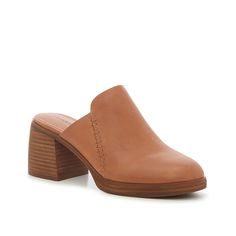 Lucky Brand-Qewel Mule Embrace autumn with the Qewel mules from Lucky Brand. This pair is crafted with a quality leather material, a strong stacked heel, and detailed stitching on the side. Brown Mules Outfit, Mule Heels Outfit, Heel Mules Outfit, Mules Shoes Outfit, Mule Shoes Outfit, Trendy Mules, Mules Outfit, Stylish Outfits For Women Over 50, Teaching Outfits