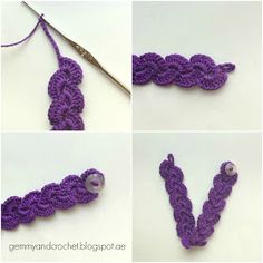 crocheted letters are being used to make the letter v, and then knitted with yarn