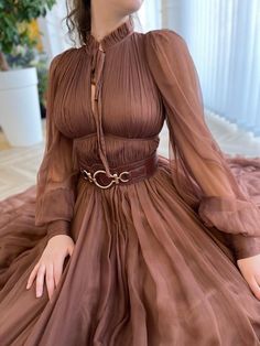 Gown - Teuta Matoshi Duriqi Starry Night Dress, Teuta Matoshi, Dama Dresses, Draped Bodice, Wild Heart, Wedding Dress Shoes, A Line Prom Dresses, Brown Silk, Quince Dresses