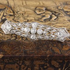 Antique Edwardian Platinum & Diamond Bar Brooch The Edwardian Era, Wedding Band Engraving, Heart Band, Marquise Shape Diamond, Engraved Wedding, Diamond Bar, Edwardian Era, Stick Pins, Vintage Brooch