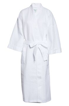 A soft waffle weave and bell sleeves define this plush longline robe that was made for lounging. Style Name:Majestic International Somerset Woven Waffle Robe. Style Number: 6173281. White Tie Waist Long Sleeve Robe, White Waffle Robe, Blue Waffle Robe, White V-neck Summer Robe, Style With Tie, Luxury V-neck Loungewear Robe, White V-neck Loungewear Robe, Waffle Weave, Shawl Collar